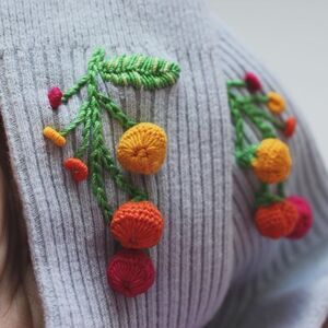 New handmade flowers embroidery socks, light blue handmade socks